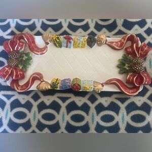 Holiday ribbon decorative Tray Home Collection|